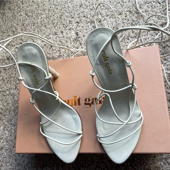 Cult Gaia Soleil lace up heel. Size 7.5. Off white - Picture 4 of 11